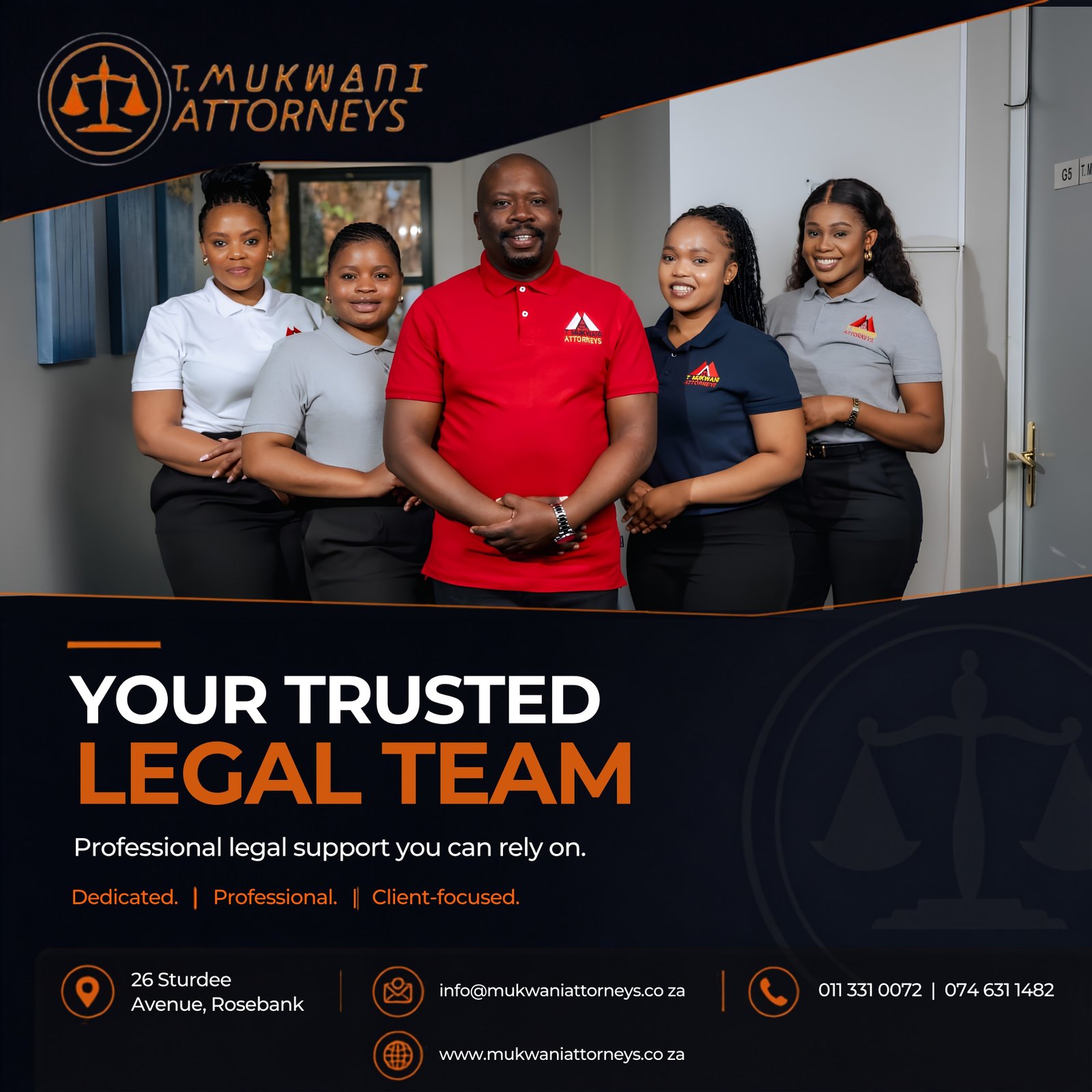 Legal services poster created for Mukwani Attorneys